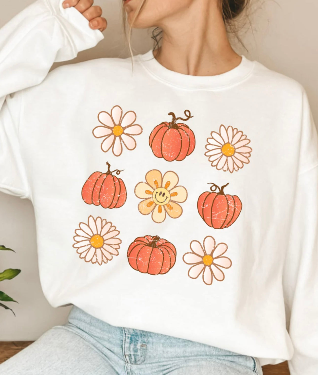 Floral Pumpkin Crewneck HALLOWEEN