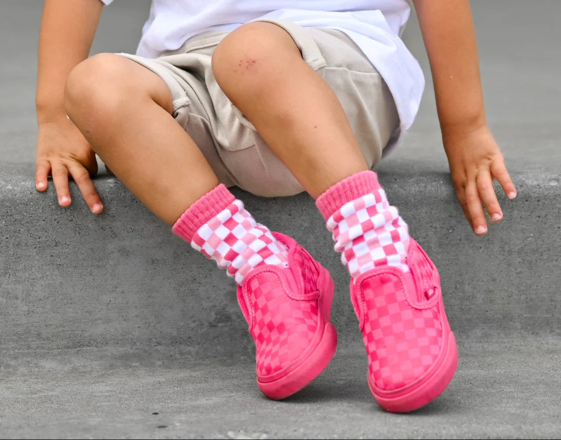 Pink Checkered Socks