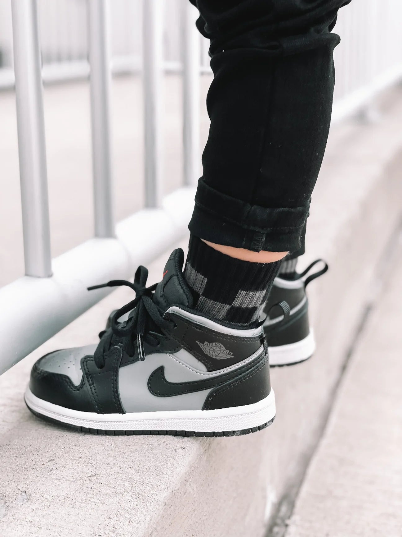 Black Gray Checkered socks