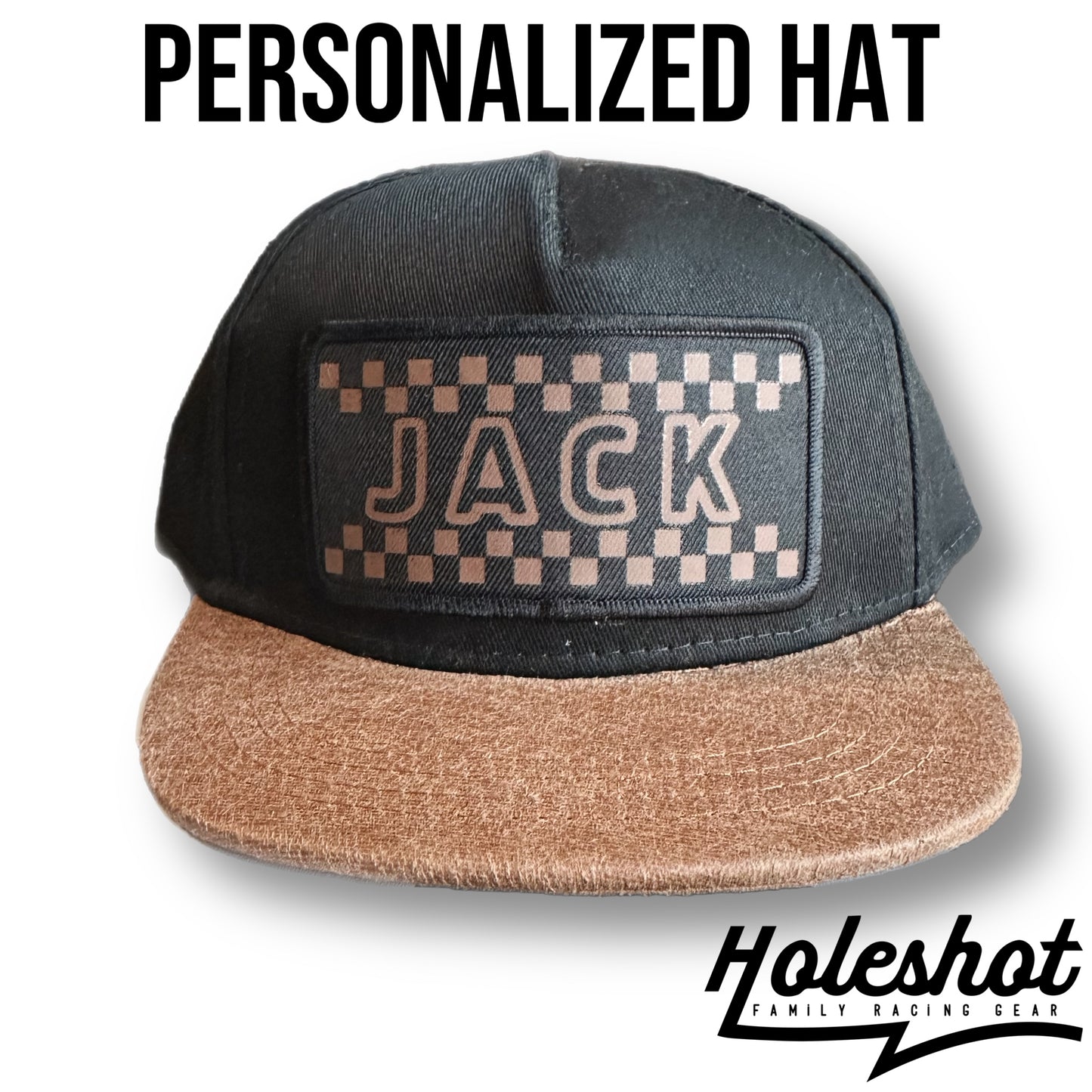Faux Leather Brim Personalized Hat
