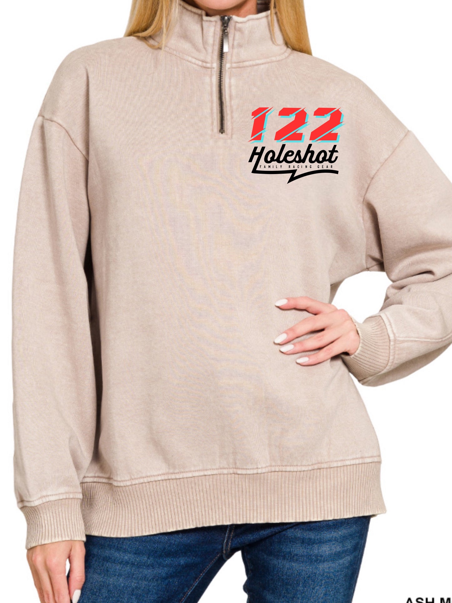 CUSTOM ACID WASH FLEECE HALF ZIP PULLOVER