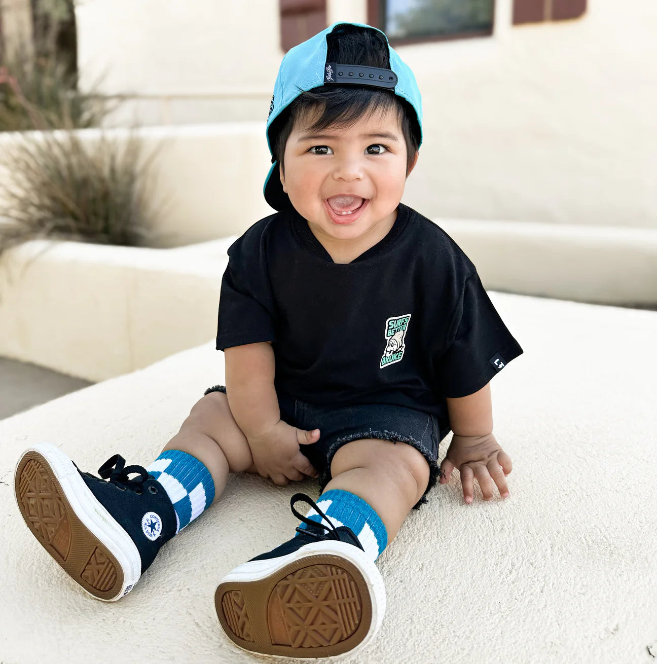 Teal Check Socks