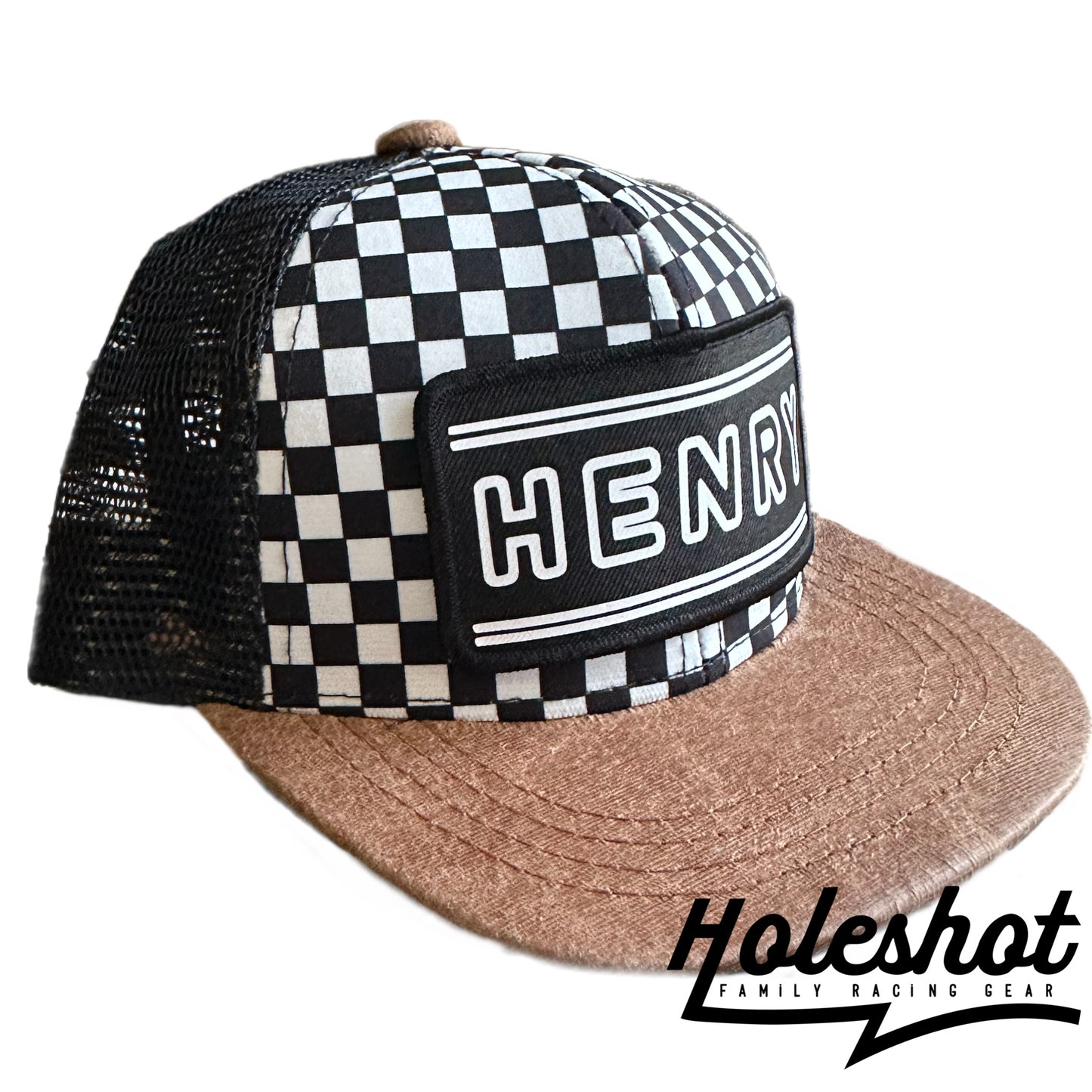 Checkered & Faux Brim Hat