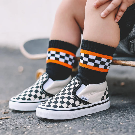 Orange and Black Checkered socks