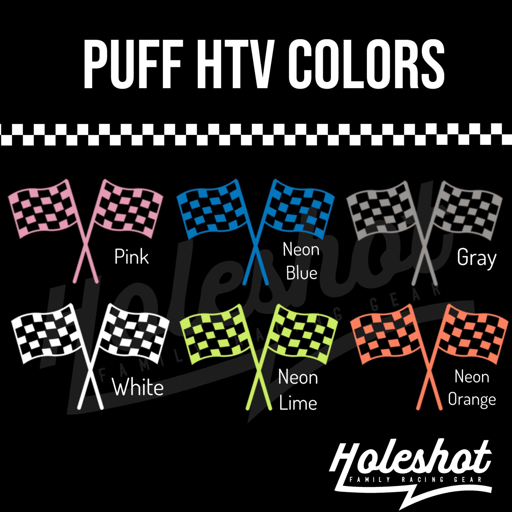 Checkered Puff Name Tee * Basic* – Holeshot Family Racing Gear