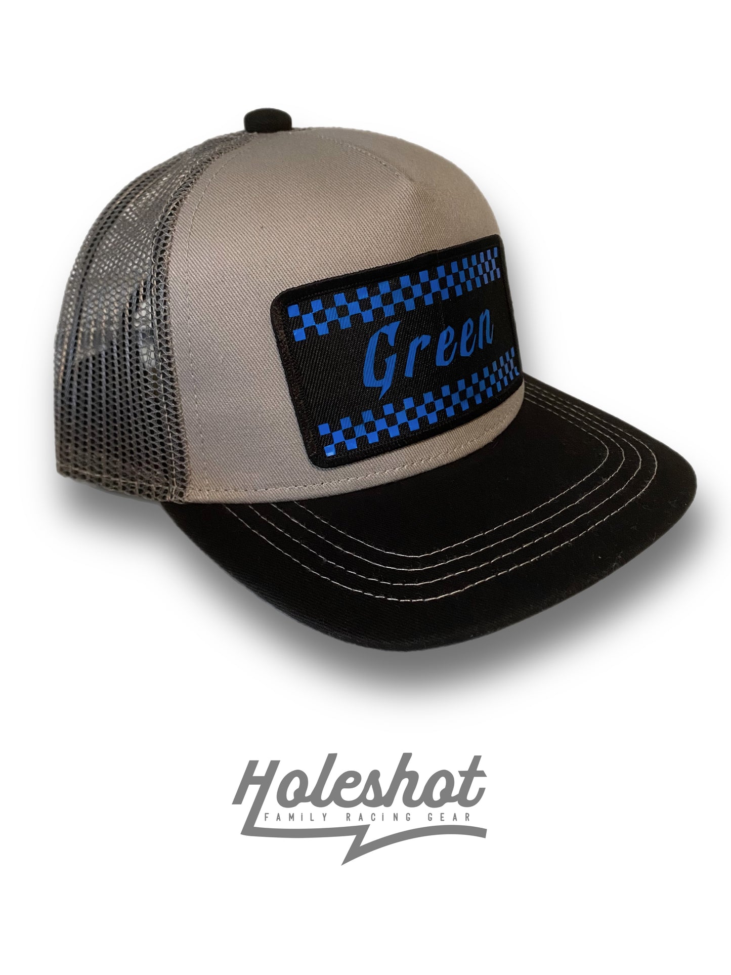 Custom Checkered Patch Hat Gray/Black