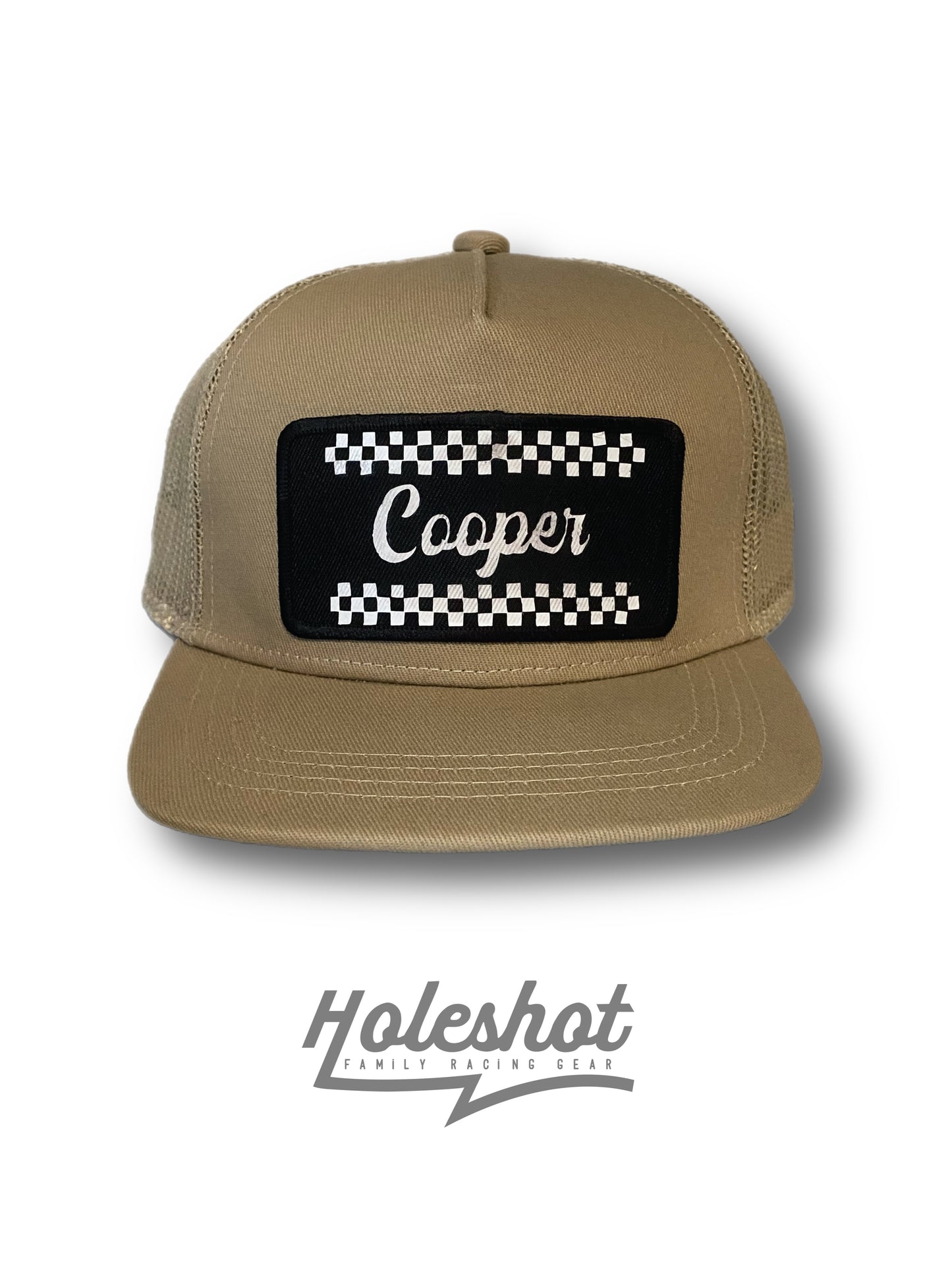 Custom Checkered Patch Hat -Tan-