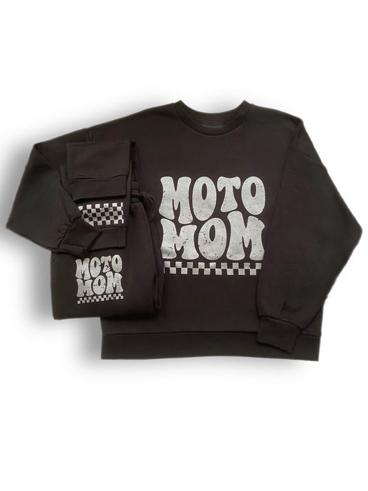 Black Moto Mom Jogger Set